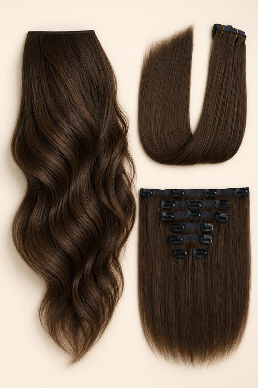 Brown Straight Clip-In Hair Extensions