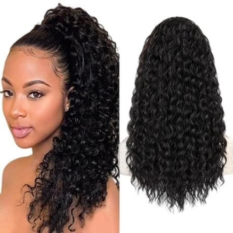 Drawstring Ponytail Water Wave Synthetic Hair Clip in Hair